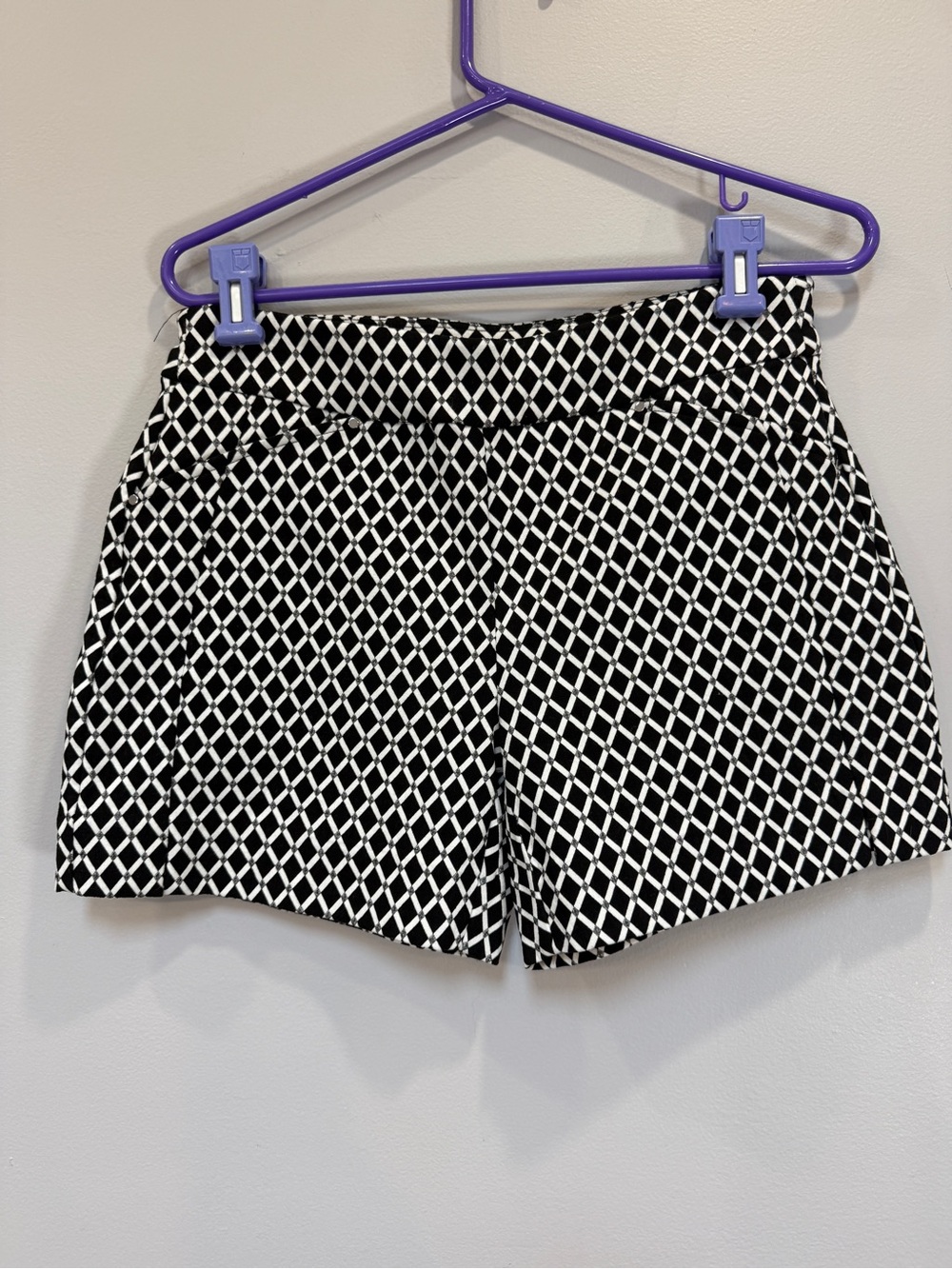 INC International Concepts Black & White Diamond-Pattern Shorts